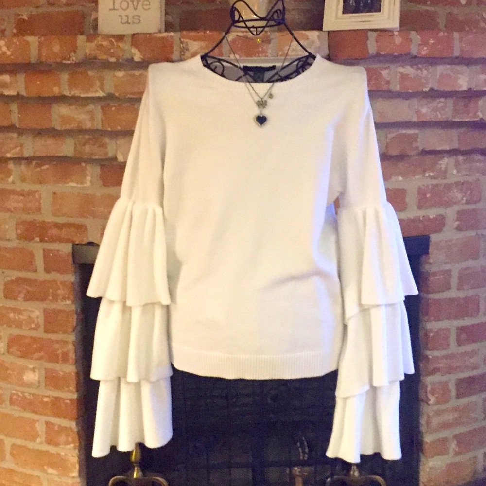 Primary Three Layer Ruffled Sleeves In Whit Top - Picture 4 of 5